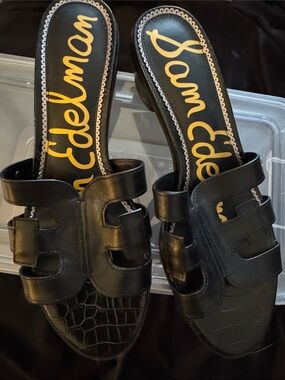 Sam Edelman Black Double-Strap Slide Sandals
